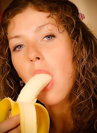 Two naughty teens enjoy fruity fun and games